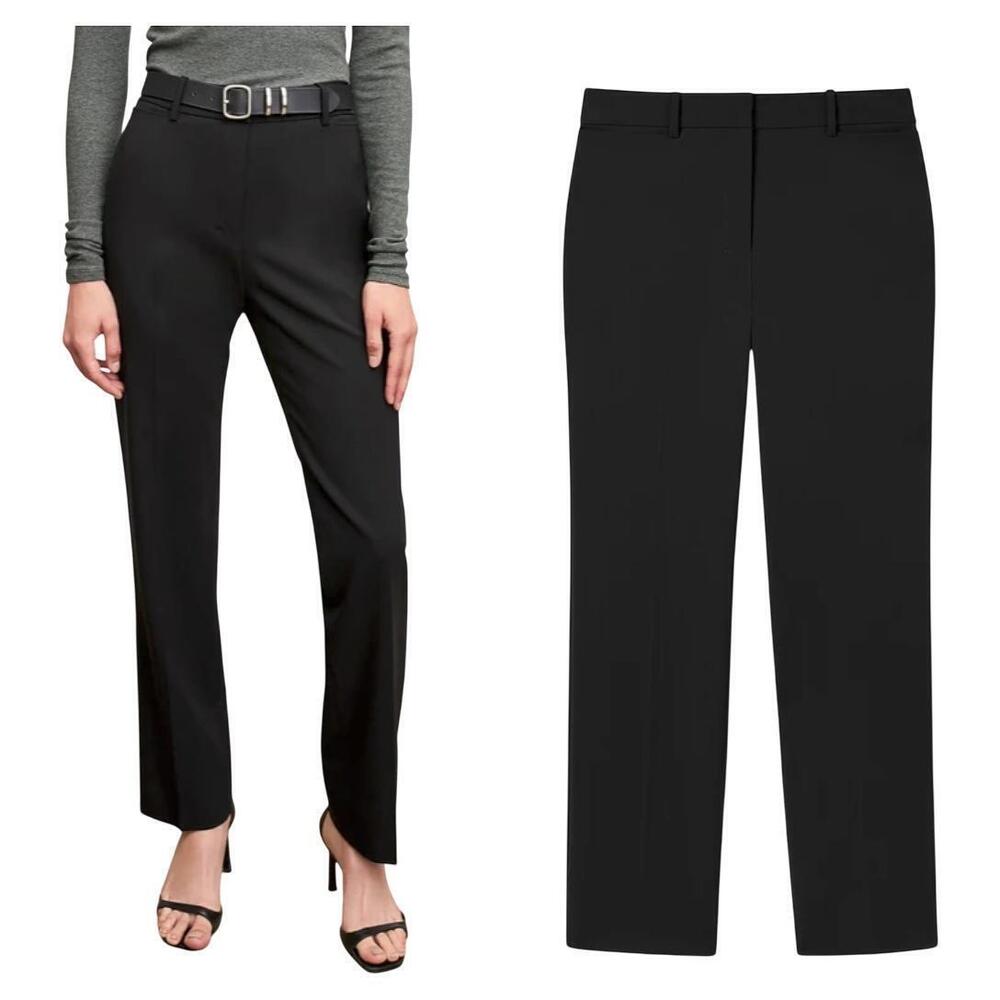 M.M. LaFleur Smith Trouser 12 Black Washable Wool Blend Straight Leg Lined Pants